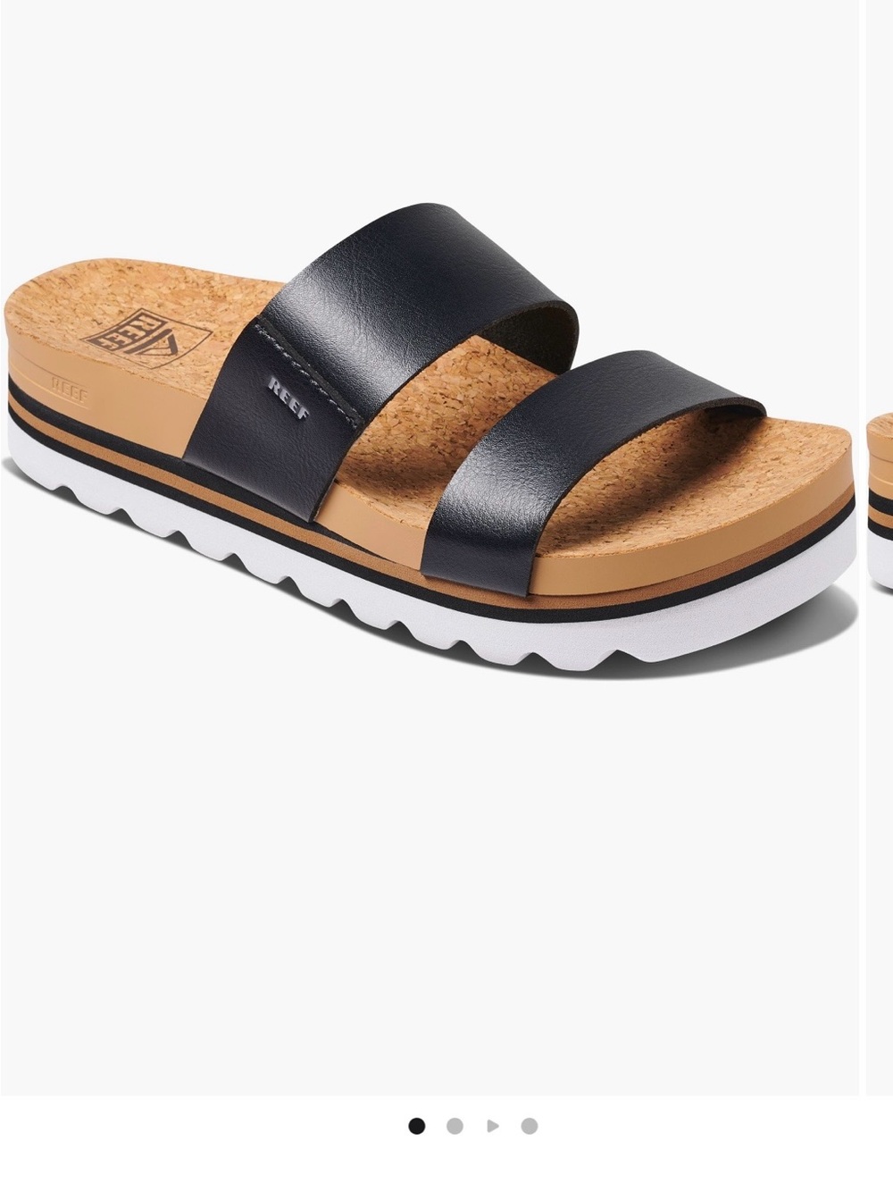 Reef Black Double-Strap Cork Slide Sandal